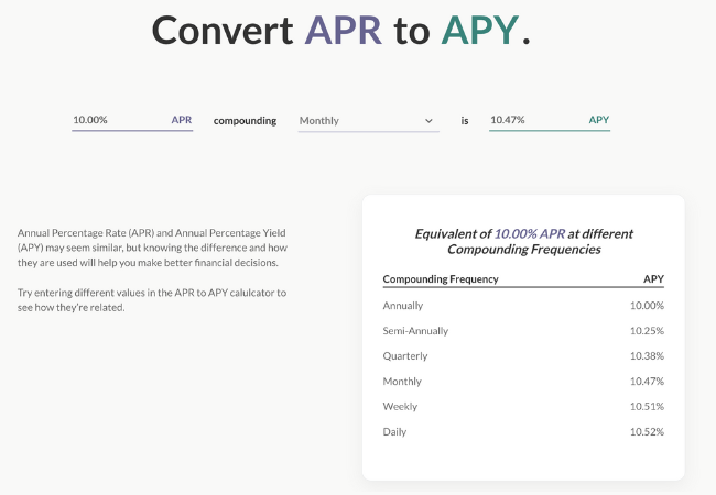 Convert APR to APY