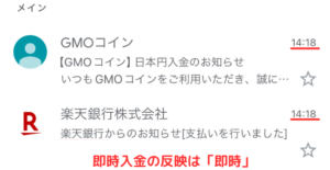 【GMOコイン×楽天銀行】即時入金の反映は「即時」