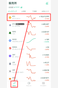 コインンチェック「販売所」でBTCを買う手順1